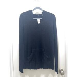 NWT ATM Anthony Thomas Melillo Black Wool Cashmere Hoodie Sweater Women's Sz S